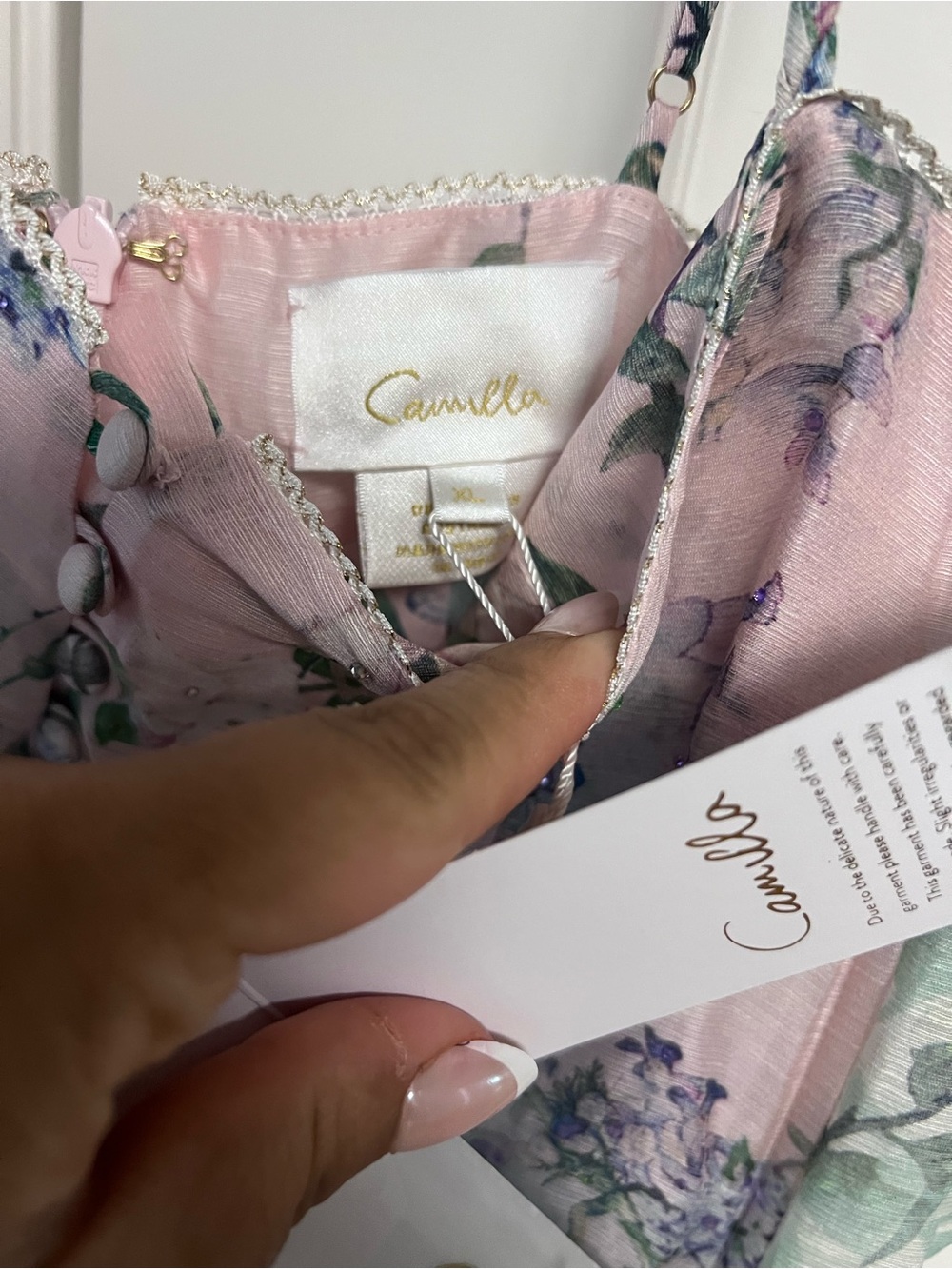 Rare Camilla Pastel Floral Spaghetti-Strap Midi Dress in Cream, Green, Blue - Picture 13 of 15